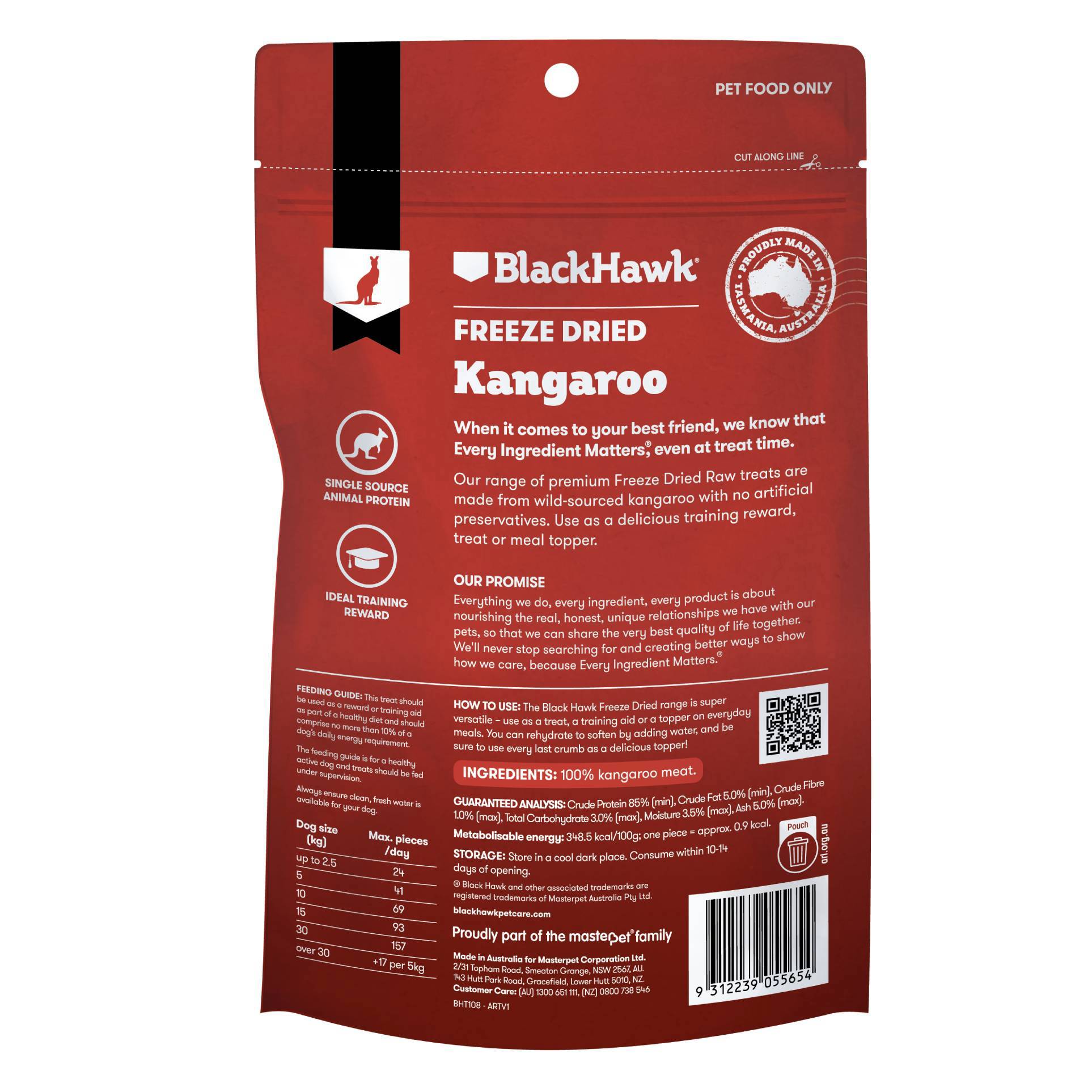 Black Hawk Freeze Dried Dog Treats - Kangaroo