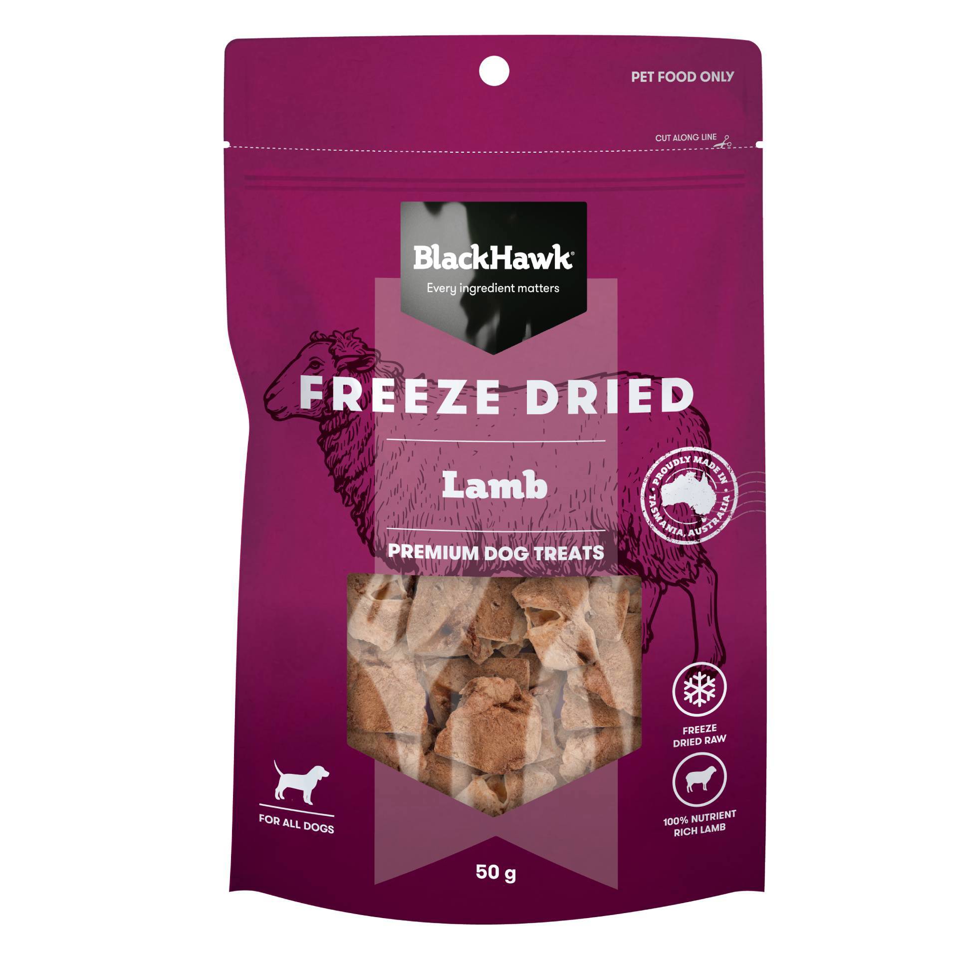 Black Hawk Freeze Dried Dog Treats - Lamb